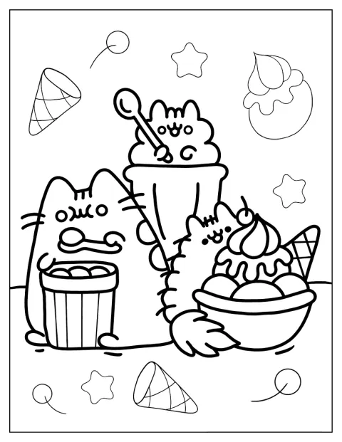 Stormy et Pusheen dégustent une glace ensemble.