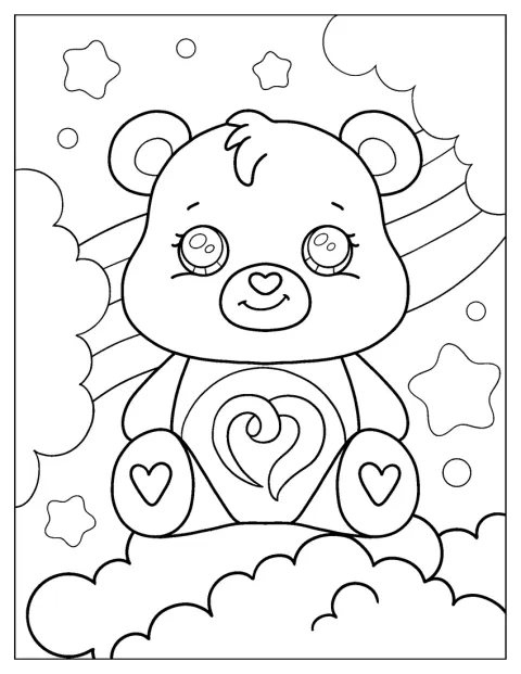 Cute Togetherness Bear Coloring Sheet For Preschoolers