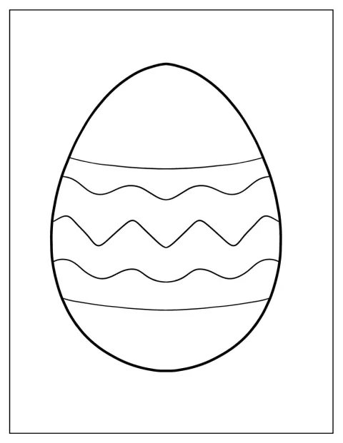 Un huevo de Pascua grande aparece dibujado con un contorno sencillo.