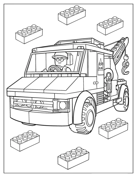 Un carro attrezzi costruito con mattoncini LEGO è pronto a intervenire.