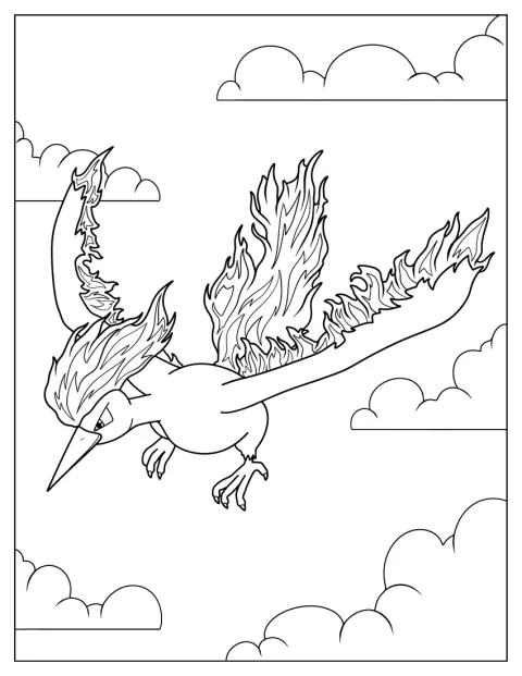 ファイヤーが翼を広げた姿で描かれています。