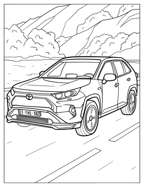 2024年式のトヨタ RAV4が細部まで描かれています。