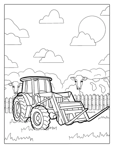 Tractor With Cows In The Background