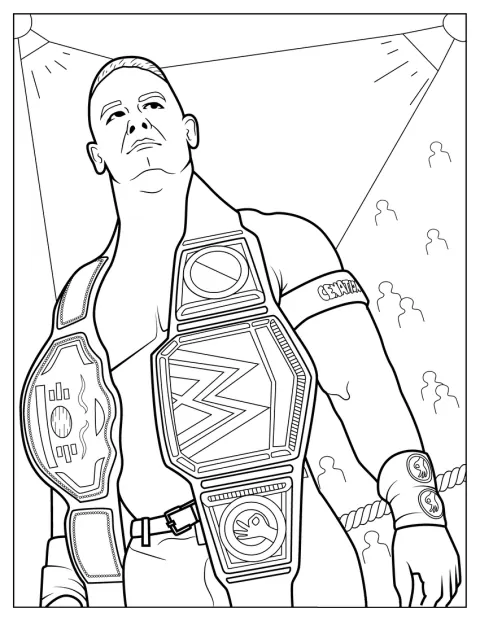 John Cena posa con la tenuta da wrestler WWE.