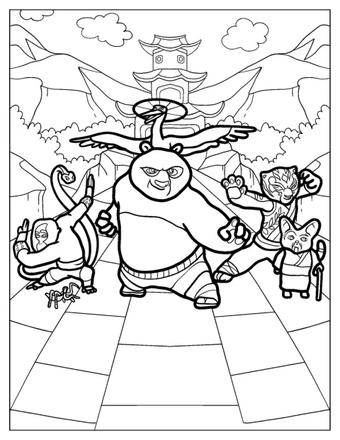 Les personnages de Kung Fu Panda figurent sur une affiche.