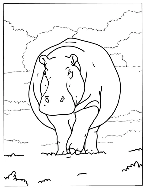 Dospělý hroch kráčí po zemi.