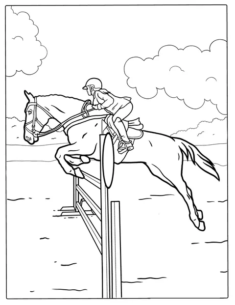 Horse Jumping Coloring Sheet