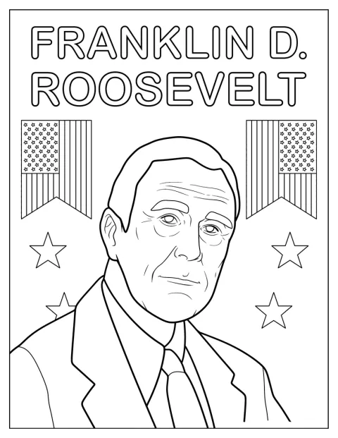 Franklin D. Roosevelt amerikai elnök portréja látható.