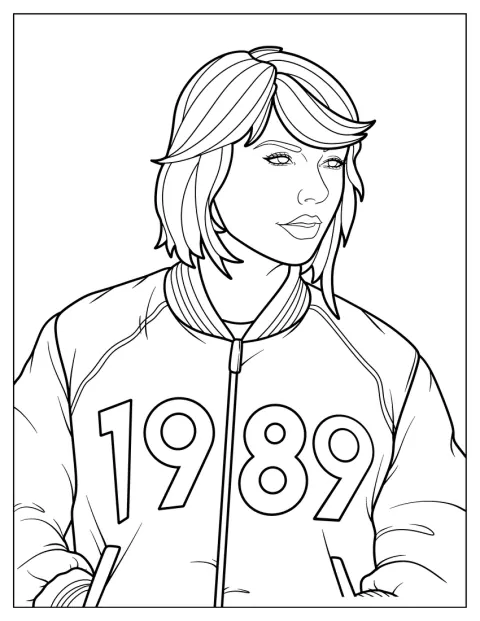Taylor Swift porta i capelli corti e indossa una giacca con la scritta 1989.