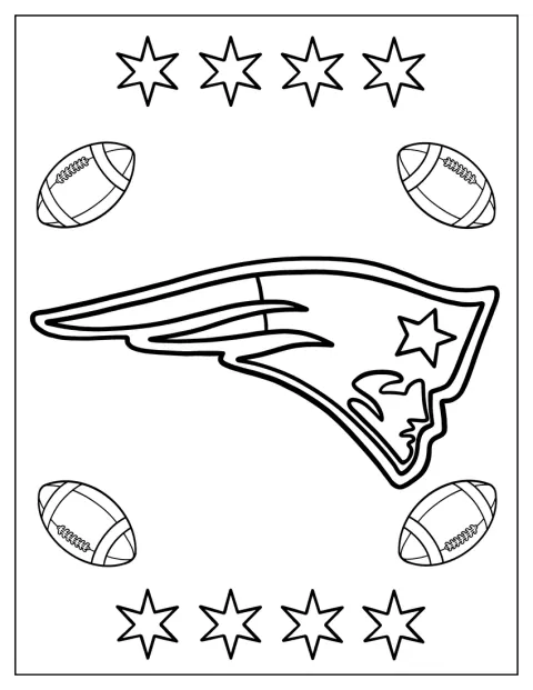 Logo týmu New England Patriots je zobrazeno samostatně.