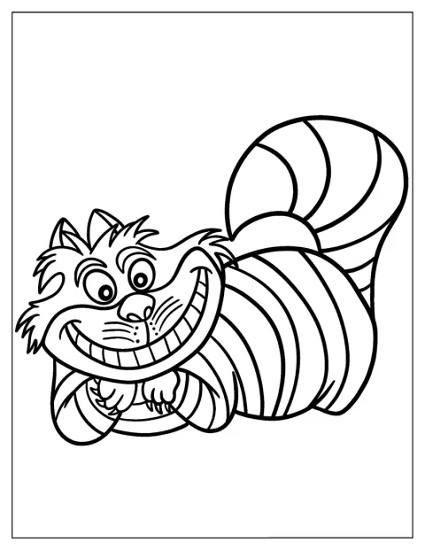De Cheshire Cat uit Alice in Wonderland staat afgebeeld.