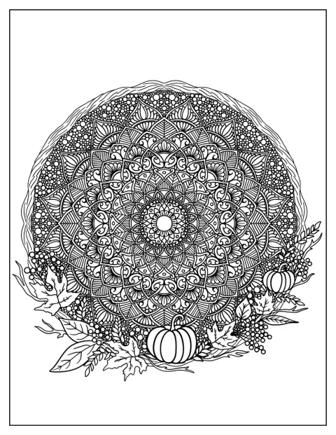 O mandala elaborată este decorată cu motive de Ziua Recunoștinței.