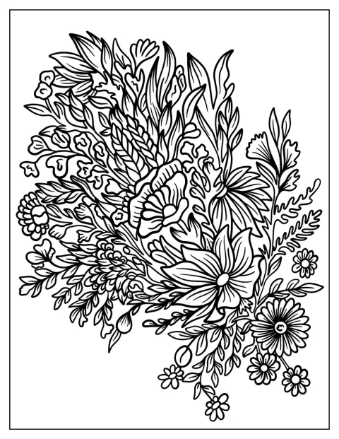 野の花が、きれいな葉とともに咲いています。