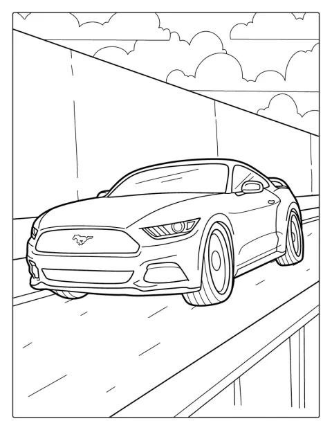 レースに出場するFord Mustangが走っています。