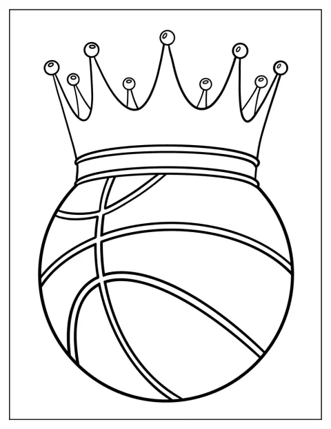 Una corona poggia sopra un pallone da basket.