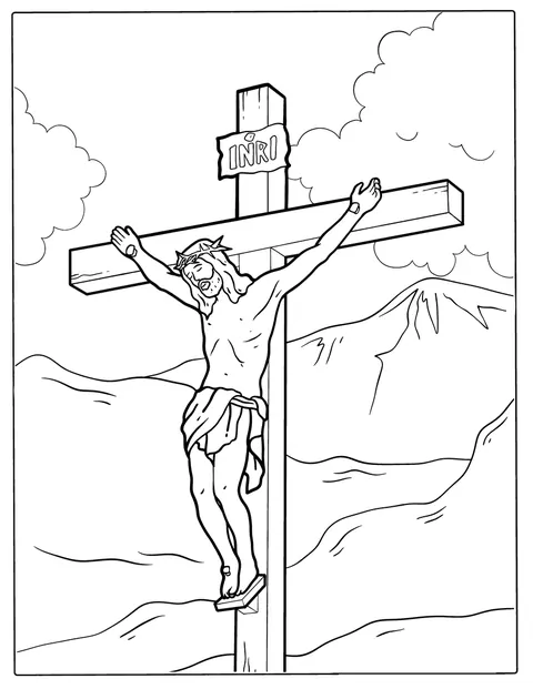 Jesús está crucificado en la cruz del Calvario.