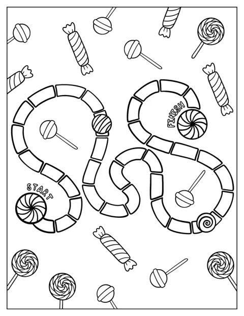Uma estrada atravessa o mundo doce de Candyland.