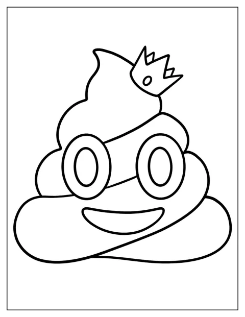 Un emoji a forma di cacca porta una corona.