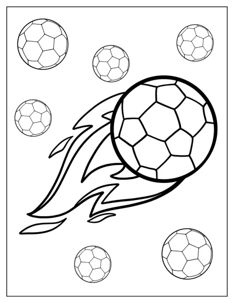 Ein Fußball steht in Flammen und scheint über den Boden zu rollen.