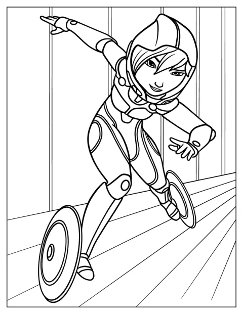 GoGo Tomago poartă costumul ei de supererou.