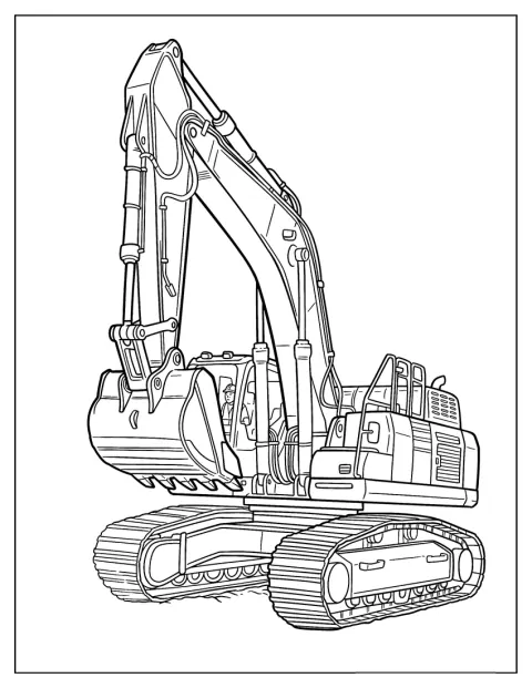 Pásový bagr s hydraulickou lžící stojí na staveništi.
