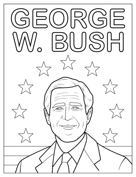 George W. Bush pozuje do portretu w garniturze i krawacie.