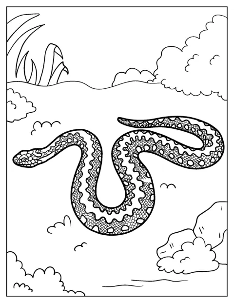 La serpiente muestra el cuerpo cubierto de escamas muy detalladas.