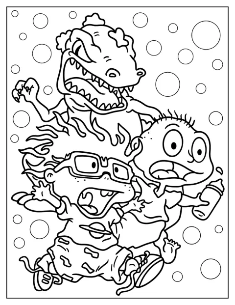 Reptar a gyerekek után ered, Chuckie és Tommy pedig menekül előle.