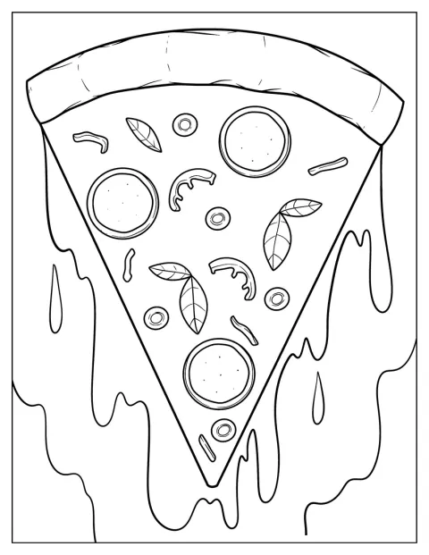 Olvadó sajt csordul le a pizzaszelet tetejéről.