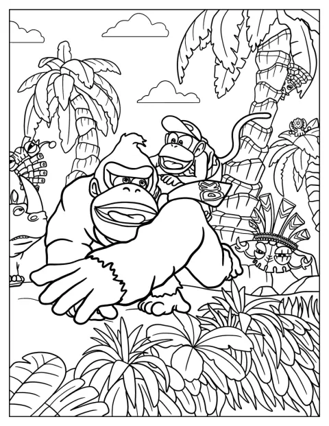 Donkey Kong est représenté avec de nombreux détails.