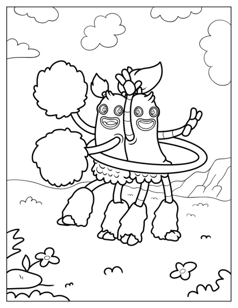 My Singing Monsters Coloring Page Of Pompom And Hoola Dancing For Kids