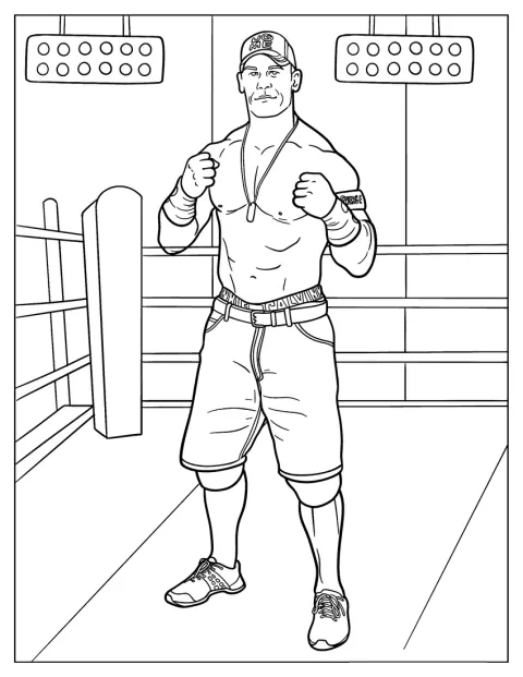 En el centro del ring de WWE, John Cena posa listo para luchar.