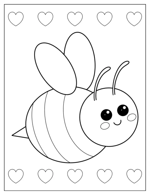 Easy Smiling Bee Coloring Page Outline For Kids