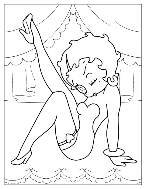 Betty Boop vystupuje před publikem na pódiu.