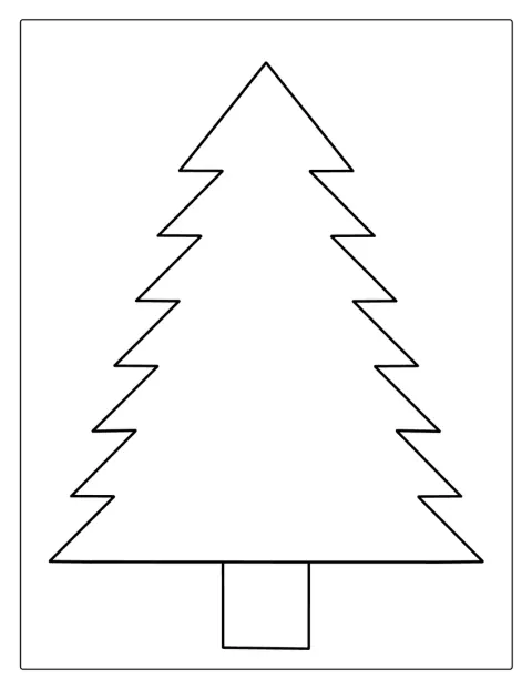 Egy egyszerű körvonalú karácsonyfa áll díszek nélkül.