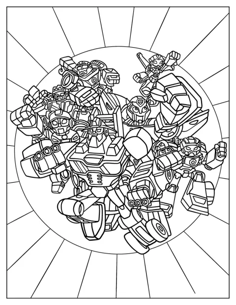 Rescue Bots -hahmot poseeraavat yhdessä julisteessa.