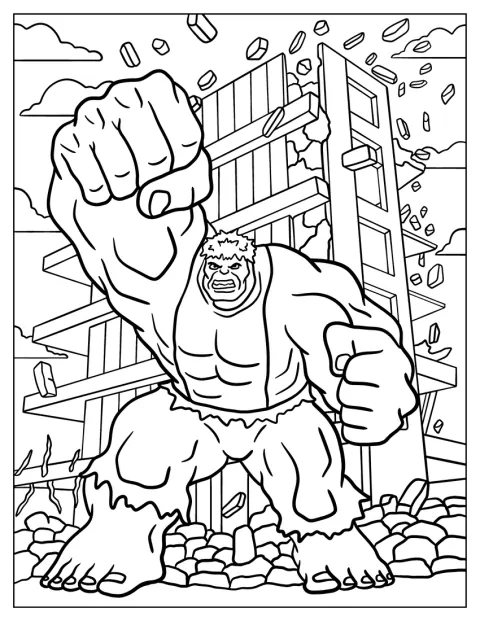 Hulk egy épületet zúz szét hatalmas erejével.