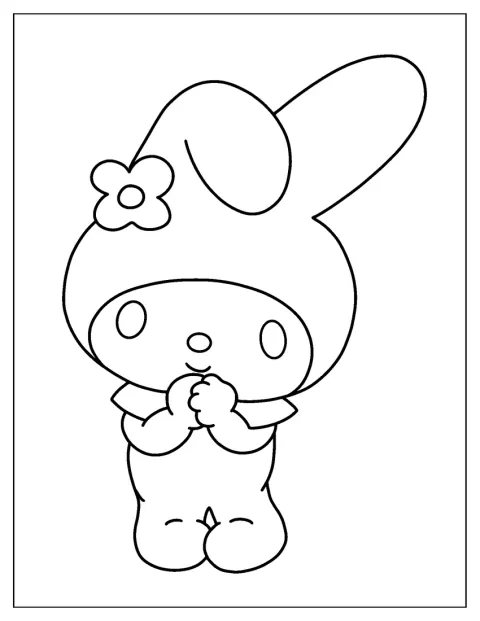 My Melody aparece sozinha, em pose.