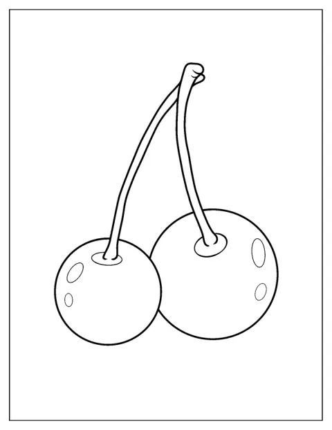 大きなさくらんぼと小さなさくらんぼが一つずつ描かれています。