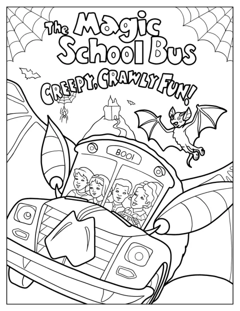 Ms. Frizzle, Ralphie, Anne und Tim erleben Halloween mit dem Magic School Bus.