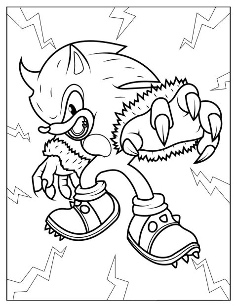 Sonic el Hombre Lobo aparece con sus garras extendidas.