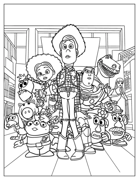Woody, Buzz och Jessie samlas med sina vänner.