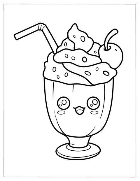 Uma cereja está pousada no topo de um batido ilustrado.