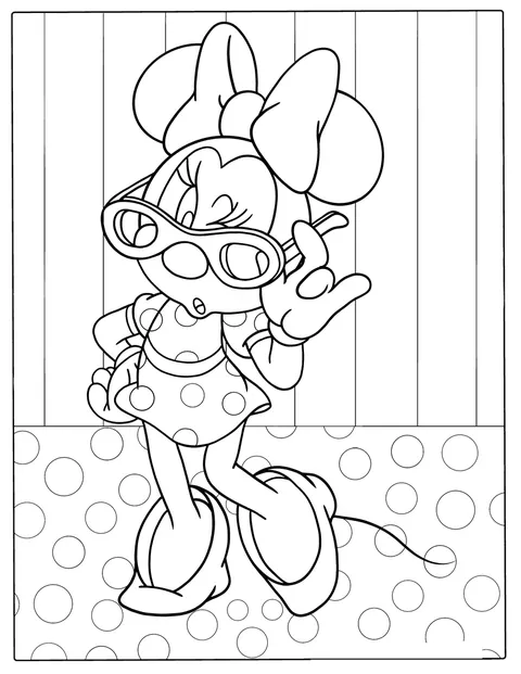 Minnie Mouse har solbriller på.