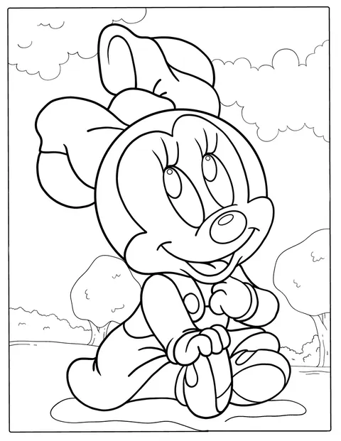 Baby Minnie Maus lächelt in die Runde.
