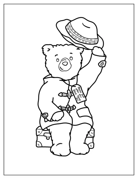 Paddington își ridică pălăria pentru a saluta.