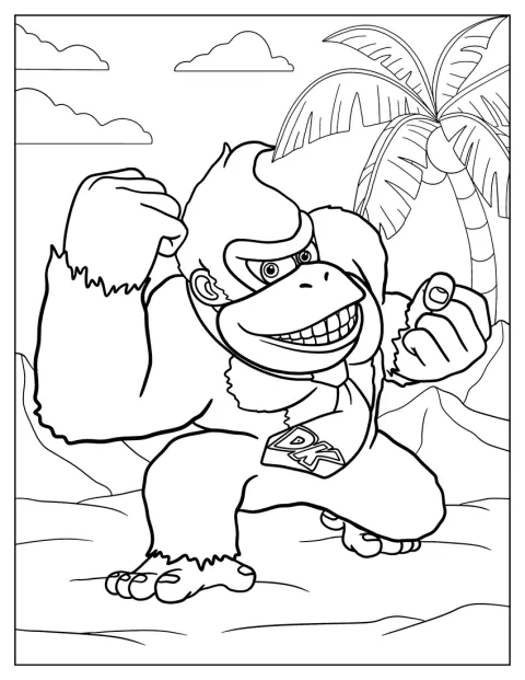 En plena jungla, Donkey Kong aparece entre la vegetación.
