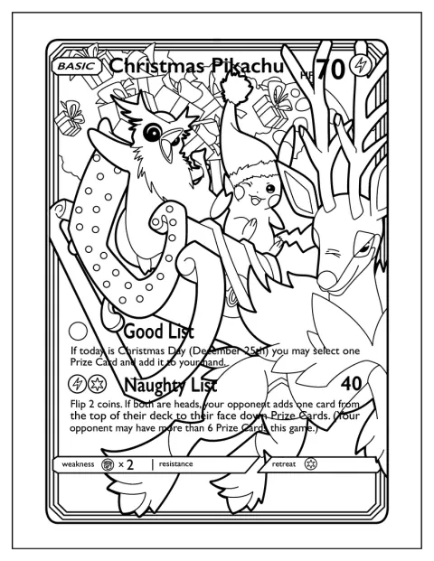 Una tarjeta navideña Pokémon presenta la lista de los buenos.
