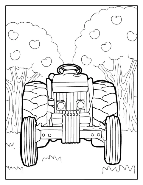 Un tracteur est représenté de face.