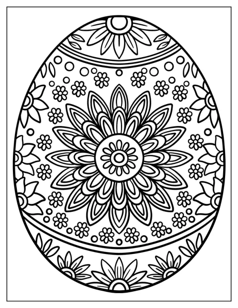 O mandala cu modele delicate acoperă un ou de Paște.